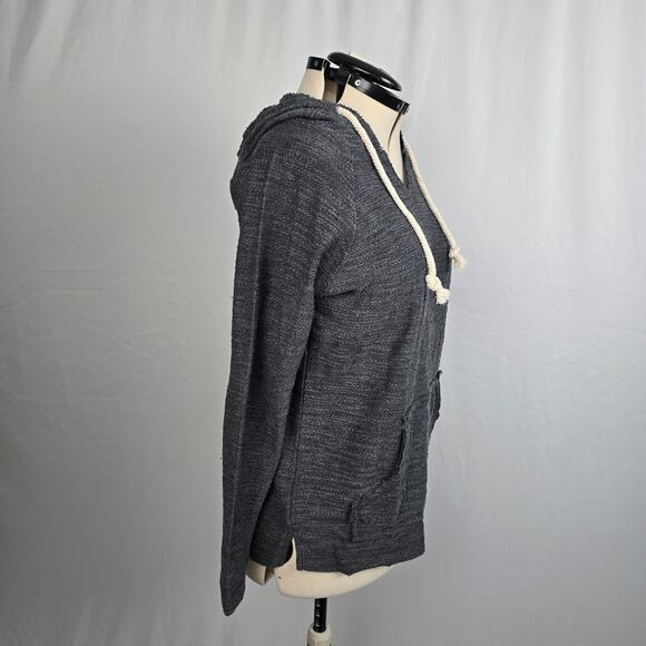 Trade Heritage Hooded Sweatshirt Women's S Charcoal Raw Hems Pullover NWT - Picture 7 of 16